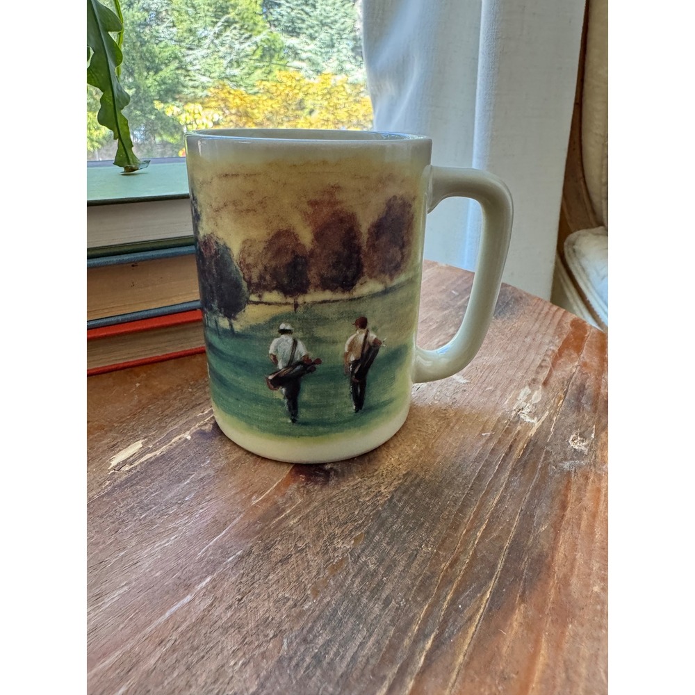 Vintage Golf Is Just Like Life Ceramic Coffee Mug Golfer Scenic Art Otagiri